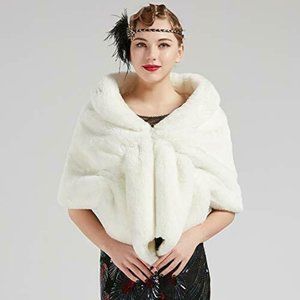 BABEYOND Womens Faux Fur Collar Shawl Scarf Small
